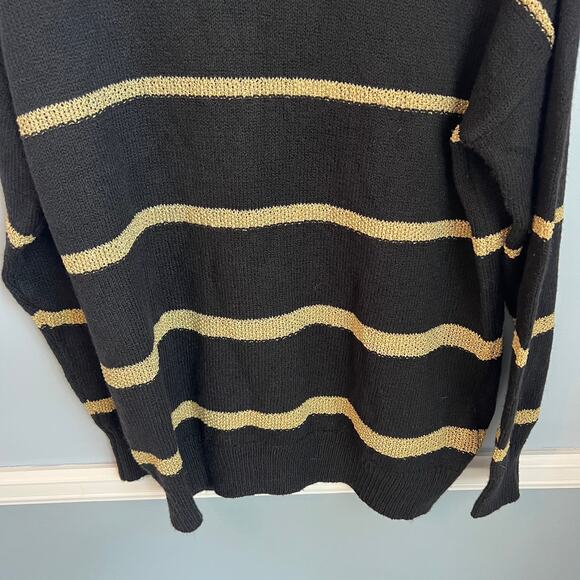Treasure & Bond Metallic Gold Striped Sweater in Black - Gold Size Medium NEW - Picture 5 of 13